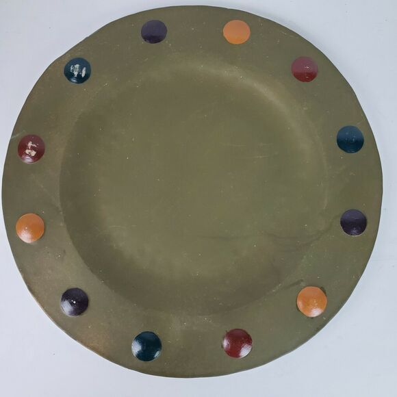 Vintage Sylvestri Philippines Handcrafted 15 Inch Metal ART Platter Hand Painted - Picture 4 of 4